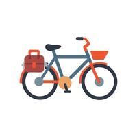 Vintage Bicycle Illustration with Basket and Briefcase, Flat Style vector