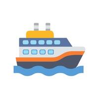 Stylized cartoon cruise ship floating on water icon vector