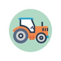 Simple Farm Tractor Icon on Green Circle Backdrop vector