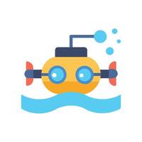 Cartoon Submarine Exploring the Ocean Depths with Bubbles vector