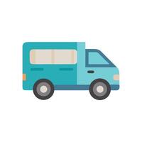 Cartoon teal delivery van illustration on a black background vector