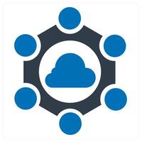 cloud connection and networking icon concept in blue color vector