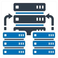 Hosting Server and database icon concept in blue color vector