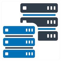 Hosting Server and server icon concept in blue color vector