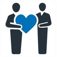 Donate and heart icon concept in blue color vector
