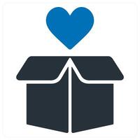 Charity Box and donate icon concept in blue color vector