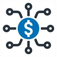 Finance Network and bank icon concept in blue color vector