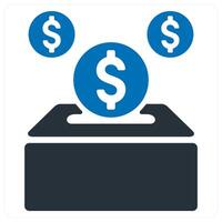 Charity Box and donation icon concept in blue color vector