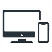 responsive and device icon concept in blue color vector
