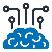 Brain solution and artificial intelligence icon concept in blue color vector