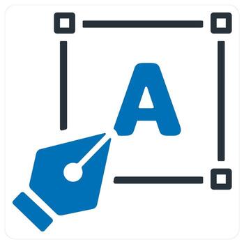 texto herramienta y texto caja icono concepto en azul color vector