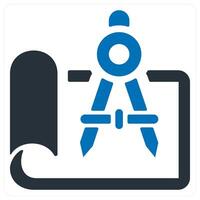 draw and compass icon concept in blue color vector
