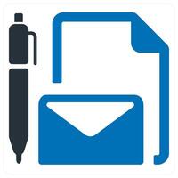 write document and copywirte icon concept in blue color vector