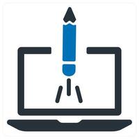 website launch and software icon concept in blue color vector