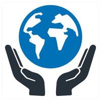 Save Earth and ecology icon concept in blue color vector