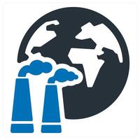 Factory and pollution icon concept in blue color vector