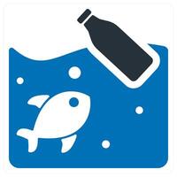 Save Ocean and pollution icon concept in blue color vector