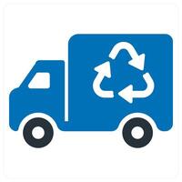 Garbage Van and recycling icon concept in blue color vector