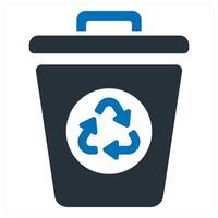 Recycle Bin and delete icon concept in blue color vector