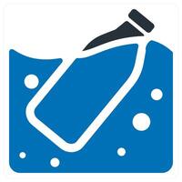Recycled Bottle and waste icon concept in blue color vector