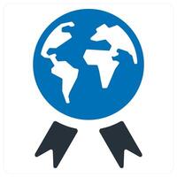Award and global icon concept in blue color vector