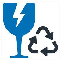 Garbage Glass and environment icon concept in blue color vector