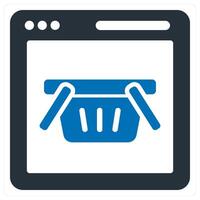 Online Cart and basket icon concept in blue color vector