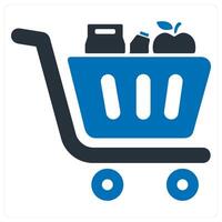 Cart Items and items icon concept in blue color vector