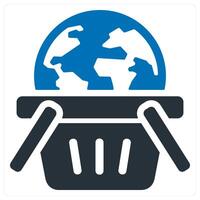 Global Cart icon concept in blue color vector