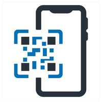 QR Code icon concept in blue color vector