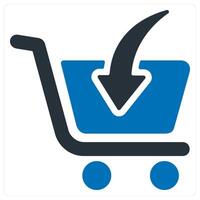 Cart and shopping icon concept in blue color vector