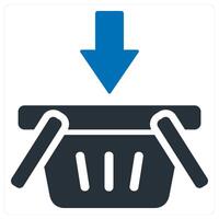 Cart and basket concept in blue color vector
