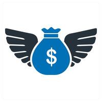 Loan and investment icon concept in blue color vector