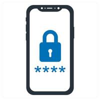 Mobile Security icon concept in blue color vector