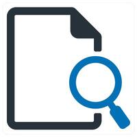 search and document icon concept in blue color vector