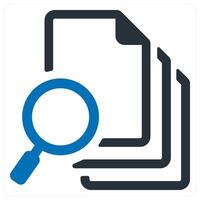 search document and file icon concept in blue color vector