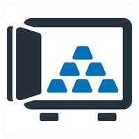 Gold Coin and bars icon concept in blue color vector