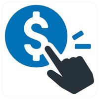 Pay Per Click and finance icon concept in blue color vector