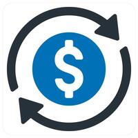 Cash Flow and money icon concept in blue color vector