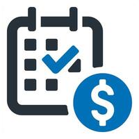 Scheduled Payment and calendar icon concept in blue color vector