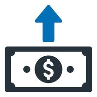 Send Money and currency icon concept in blue color vector