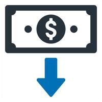 Receive Money and receive payment icon concept in blue color vector