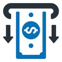 Withdraw Money and withdrawl icon concept in blue color vector