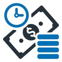 Time Is Money and efficiency icon concept in blue color vector