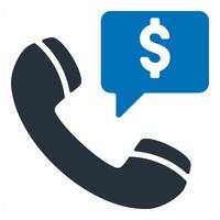 Finance Call and communication icon concept in blue color vector