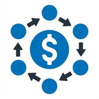 Money Flow and cash flow icon concept in blue color vector