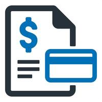 Card Receipt and credit card icon concept in blue color vector