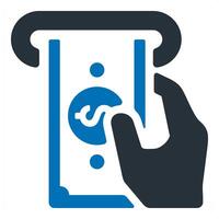ATM and deposit icon concept in blue color vector