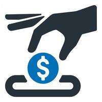Insert Coin and atm icon concept in blue color vector