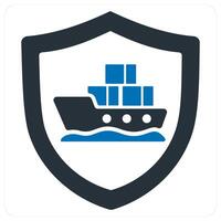 Marine Insurance icon concept in blue color vector